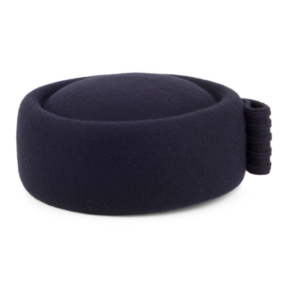 Chapeau Calot en Laine Jackie O Loop Bow bleu marine WHITELEY