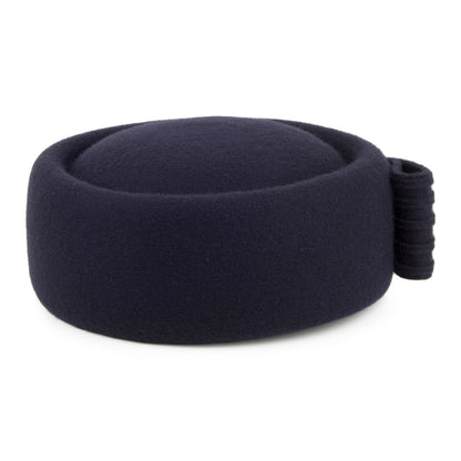 Chapeau Calot en Laine Jackie O Loop Bow bleu marine WHITELEY