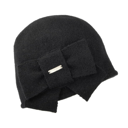 Chapeau Cloche en Laine Vierge avec Noeud noir SEEBERGER