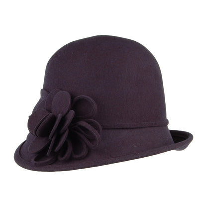 Chapeau Cloche en Laine Feutrée Alice bleu marine FAILSWORTH