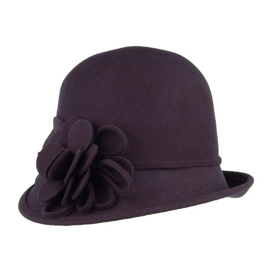 Chapeau Cloche en Laine Feutrée Alice bleu marine FAILSWORTH