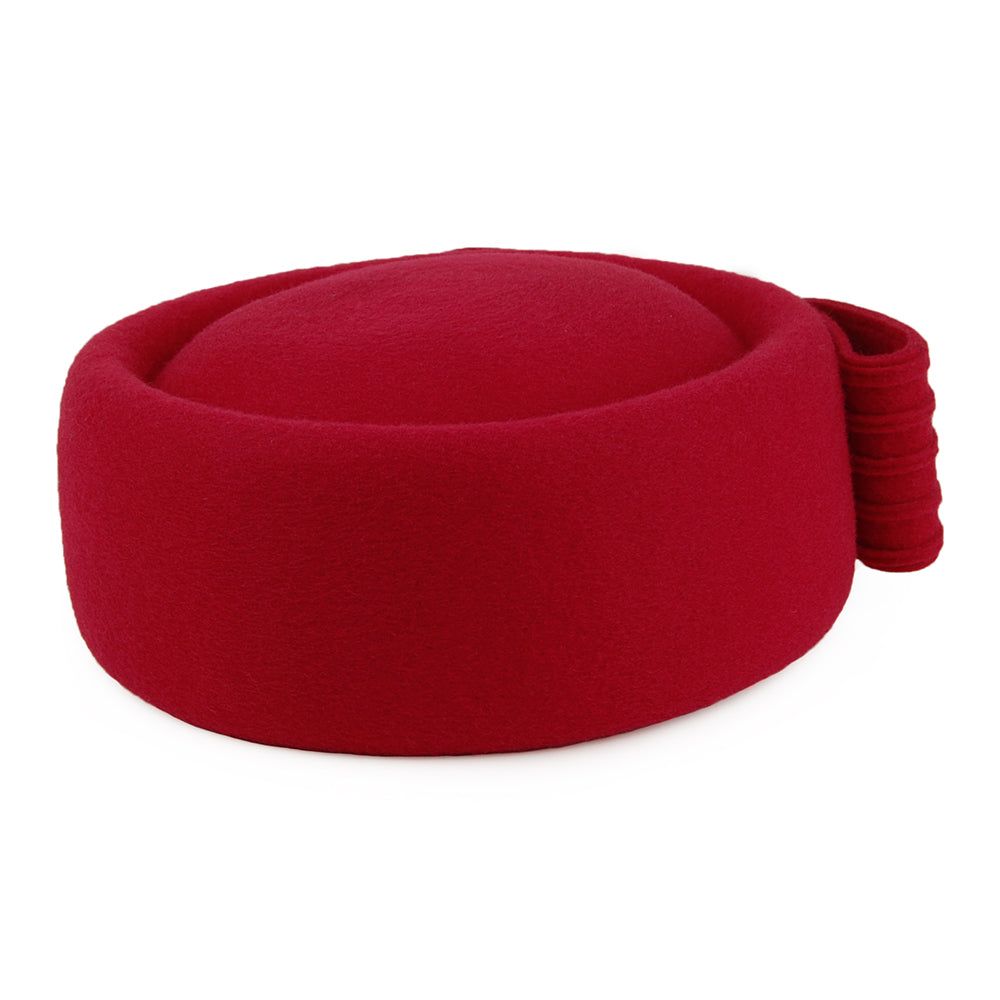 Chapeau Calot en Laine Jackie O Loop Bow rouge WHITELEY