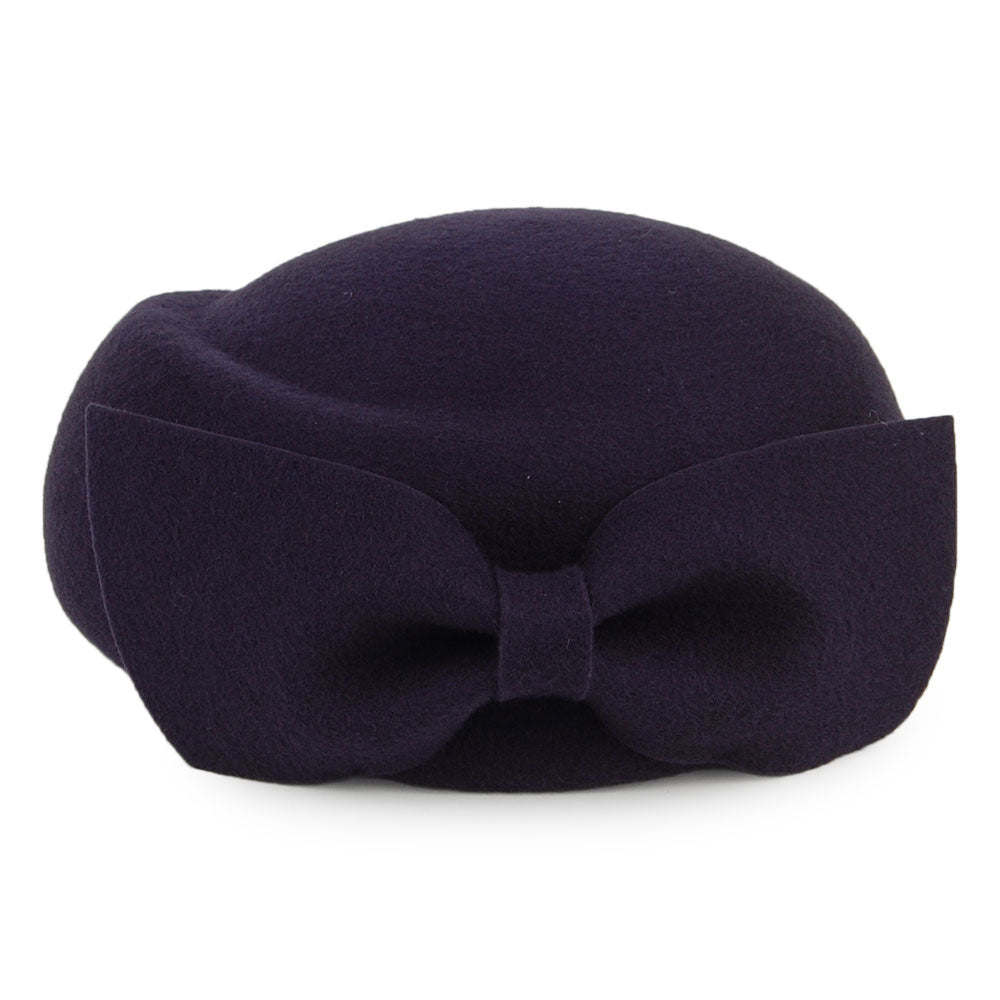 Chapeau Calot en Laine avec Nœud Avery bleu marine WHITELEY