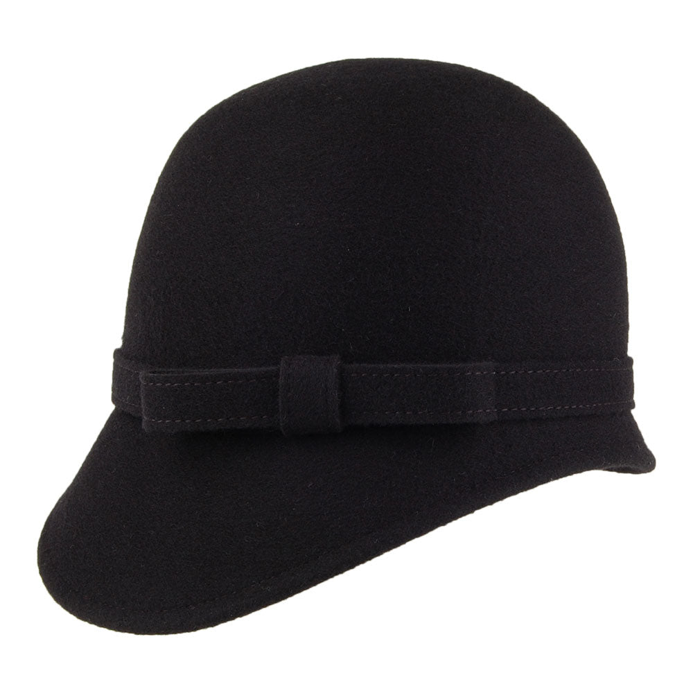Chapeau Cloche en Laine avec Noeud Harper noir WHITELEY