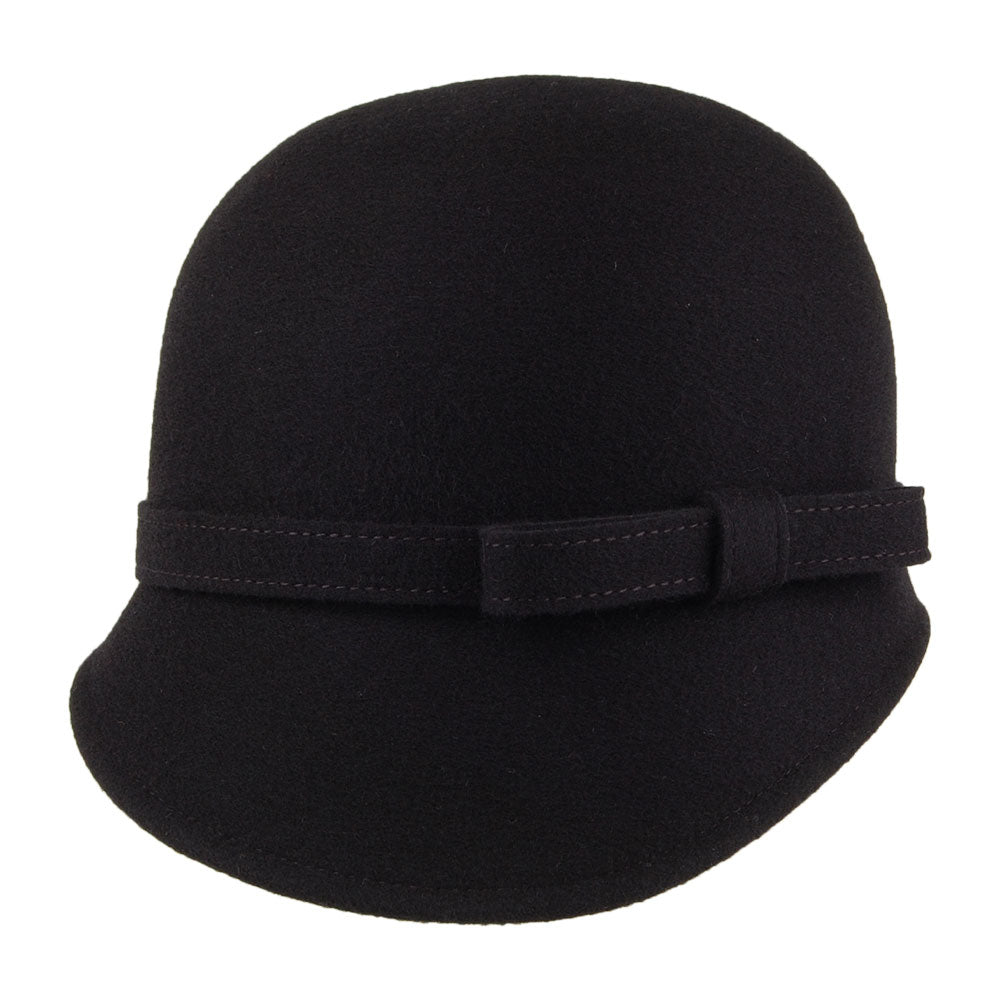 Chapeau Cloche en Laine avec Noeud Harper noir WHITELEY