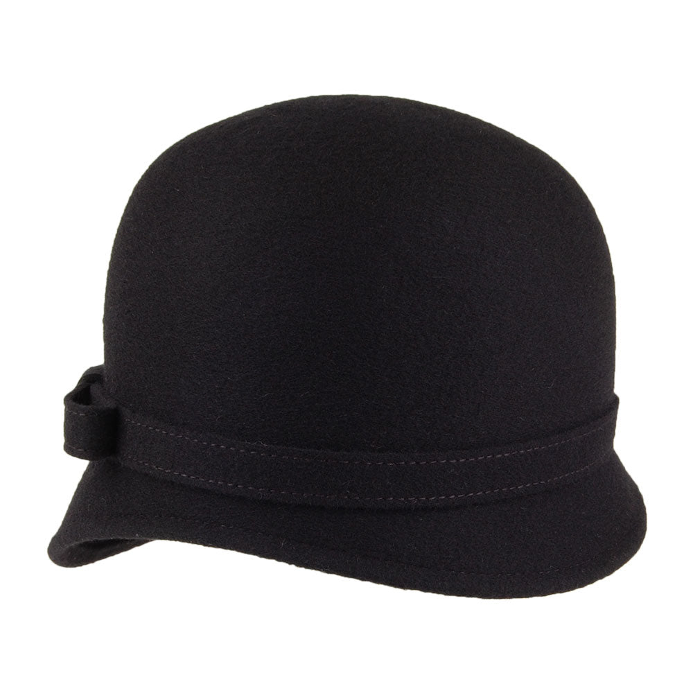 Chapeau Cloche en Laine avec Noeud Harper noir WHITELEY