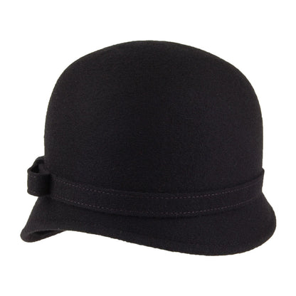 Chapeau Cloche en Laine avec Noeud Harper noir WHITELEY