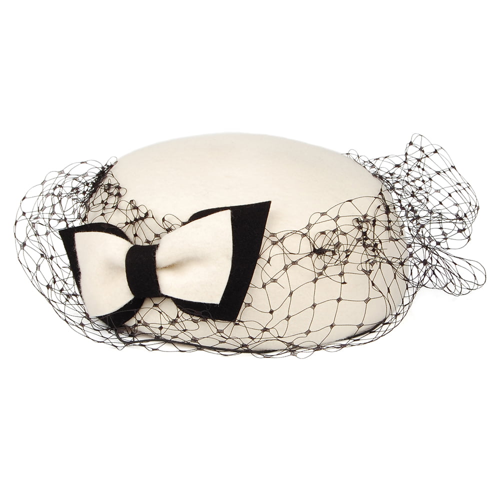 Chapeau Calot avec Voile Veda Bow blanc hiver WHITELEY