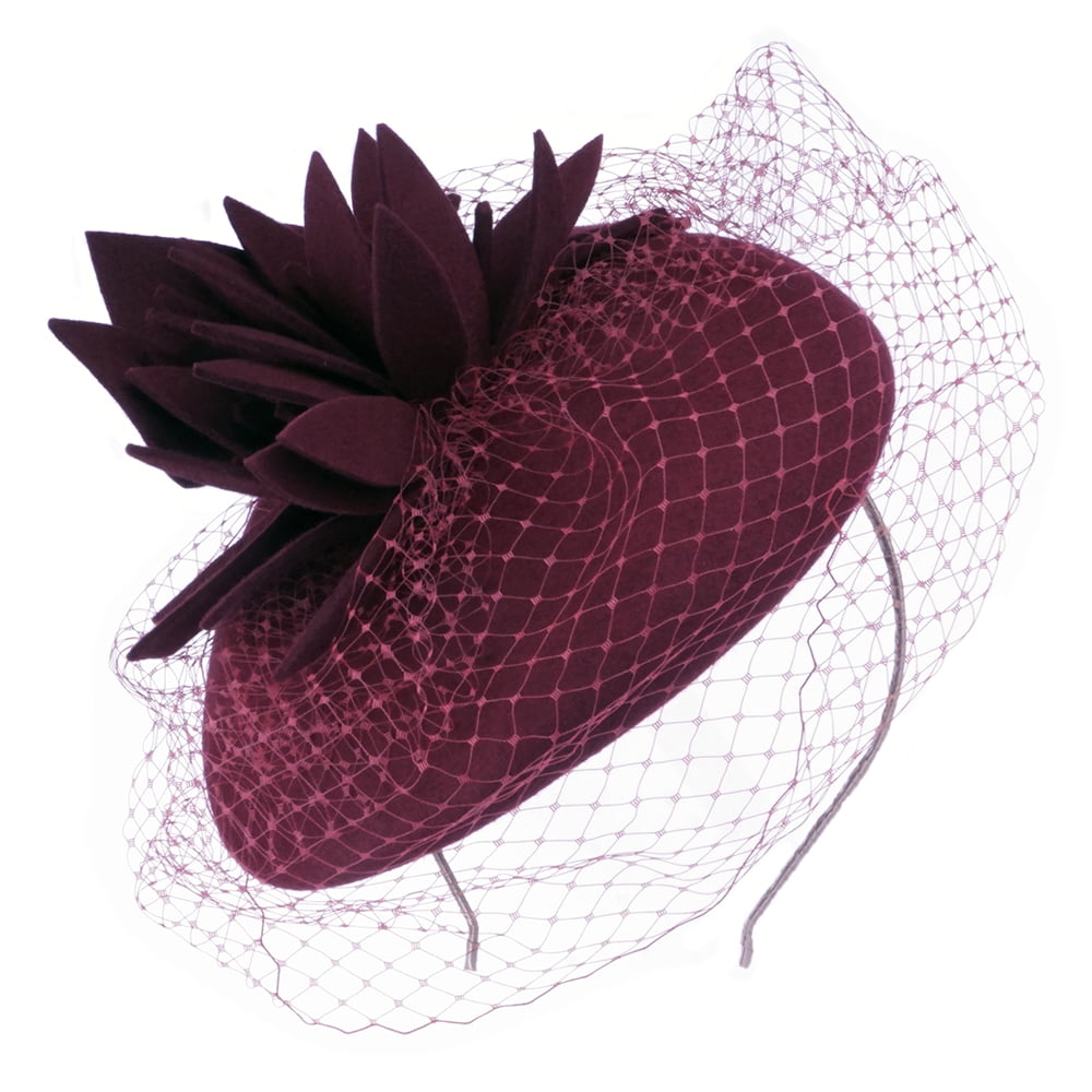 Chapeau Calot Miriam avec Voile bordeaux FAILSWORTH