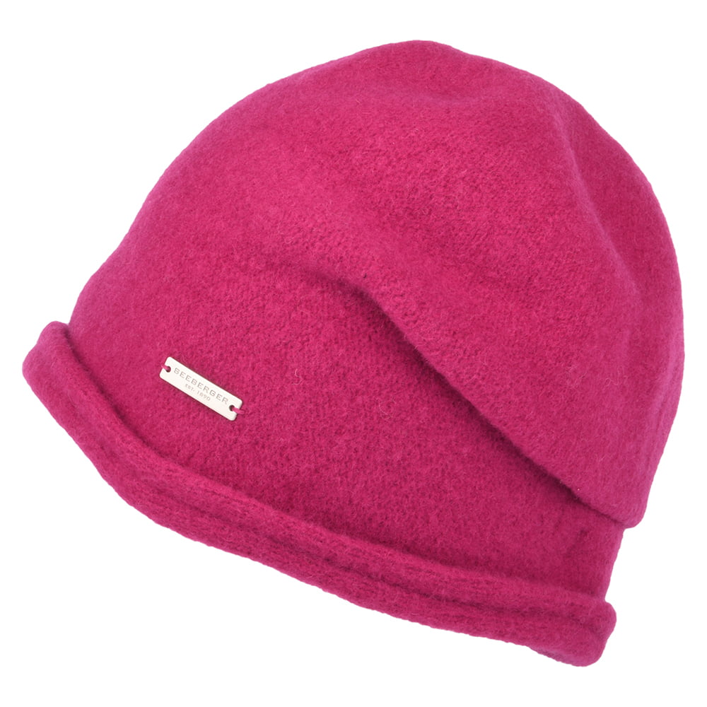 Chapeau Cloche en Laine Vierge Bouillie avec Nœud groseille SEEBERGER