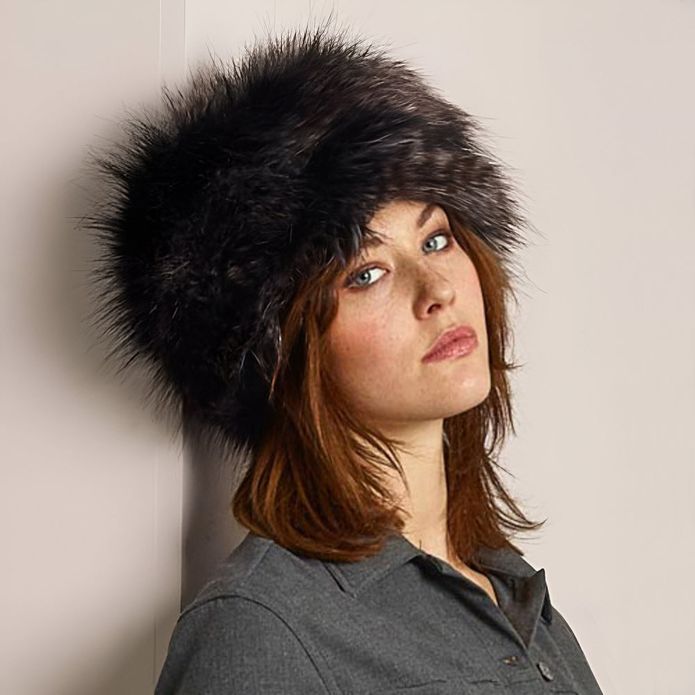 Chapeau Calot Femme Hiver en Fausse Fourrure noir caille HELEN MOORE