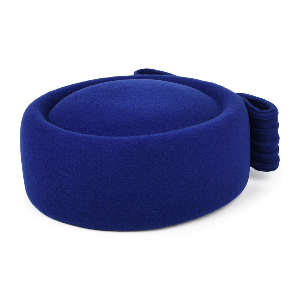 Chapeau Calot en Laine Jackie O Loop Bow bleu roi WHITELEY
