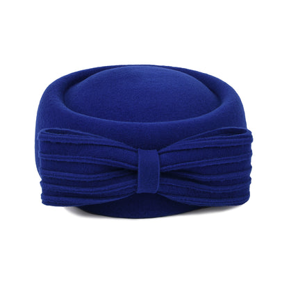 Chapeau Calot en Laine Jackie O Loop Bow bleu roi WHITELEY