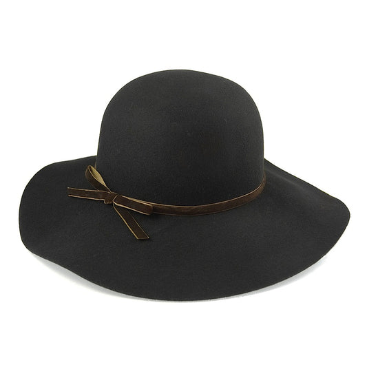 Chapeau Capeline en Laine Vintage noir SUR LA TÊTE