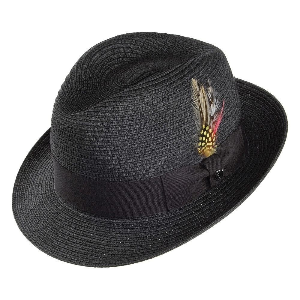 Chapeau Trilby en Paille Pinch Crown noir JAXON & JAMES
