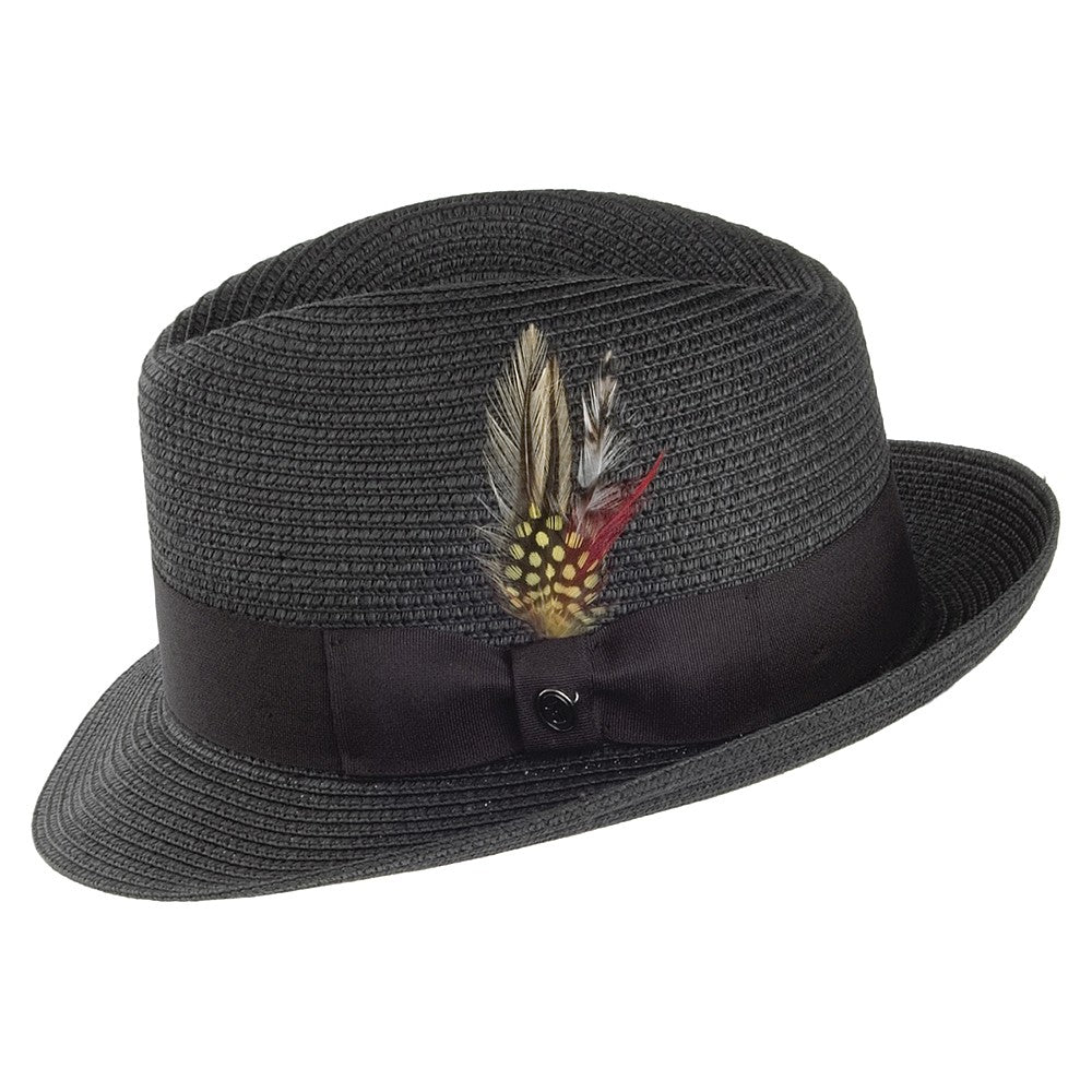 Chapeau Trilby en Paille Pinch Crown noir JAXON & JAMES