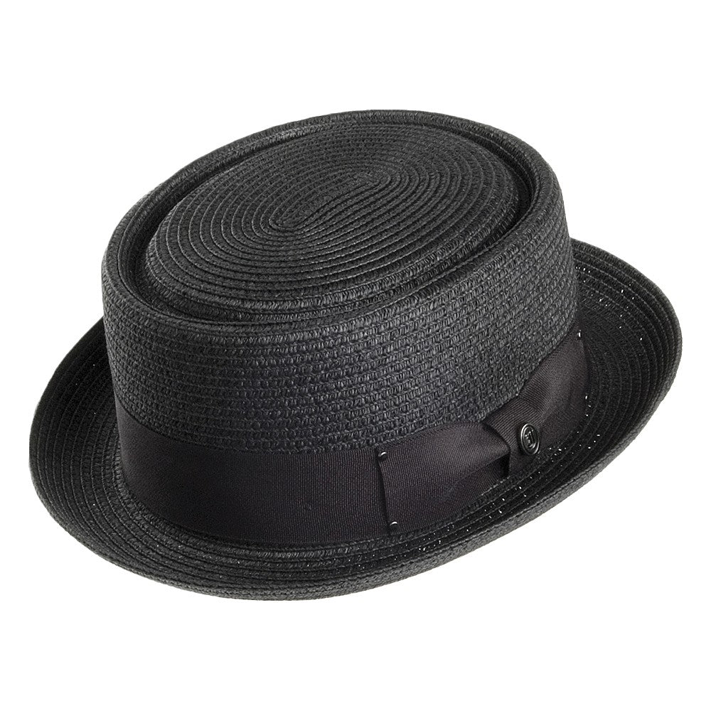 Chapeau Pork Pie en Paille Toyo Tressée noir JAXON & JAMES
