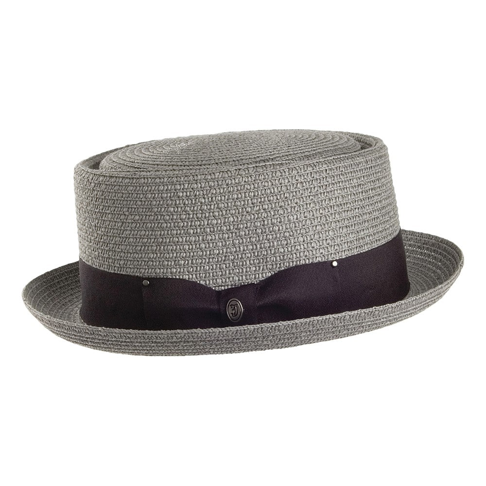 Chapeau Pork Pie en Paille Toyo Tressée gris JAXON & JAMES