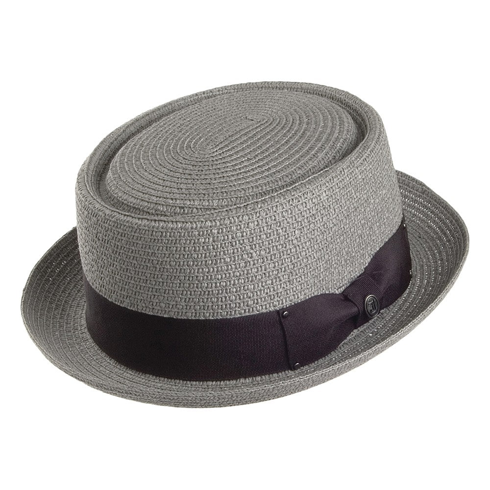 Chapeau Pork Pie en Paille Toyo Tressée gris JAXON & JAMES