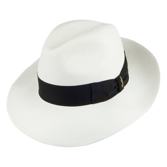 Chapeau Fedora Panama avec Bandeau noir Amadeo Fine décoloré BORSALINO