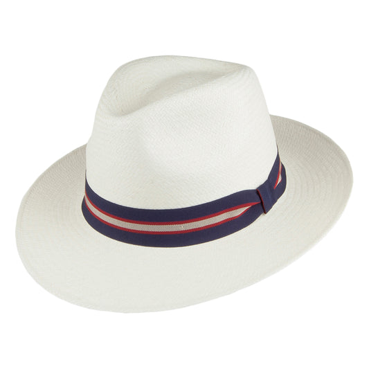 Chapeau Fedora Panama Bandeau Bleu Marine Regimental décoloré FAILSWORTH