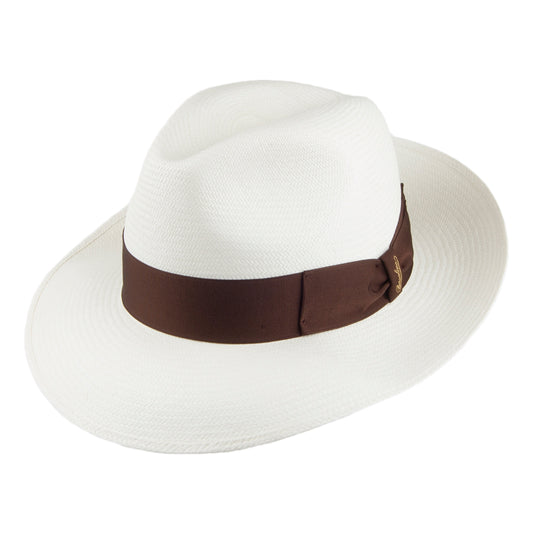 Chapeau Fedora Panama avec Bandeau marron Fine décoloré BORSALINO