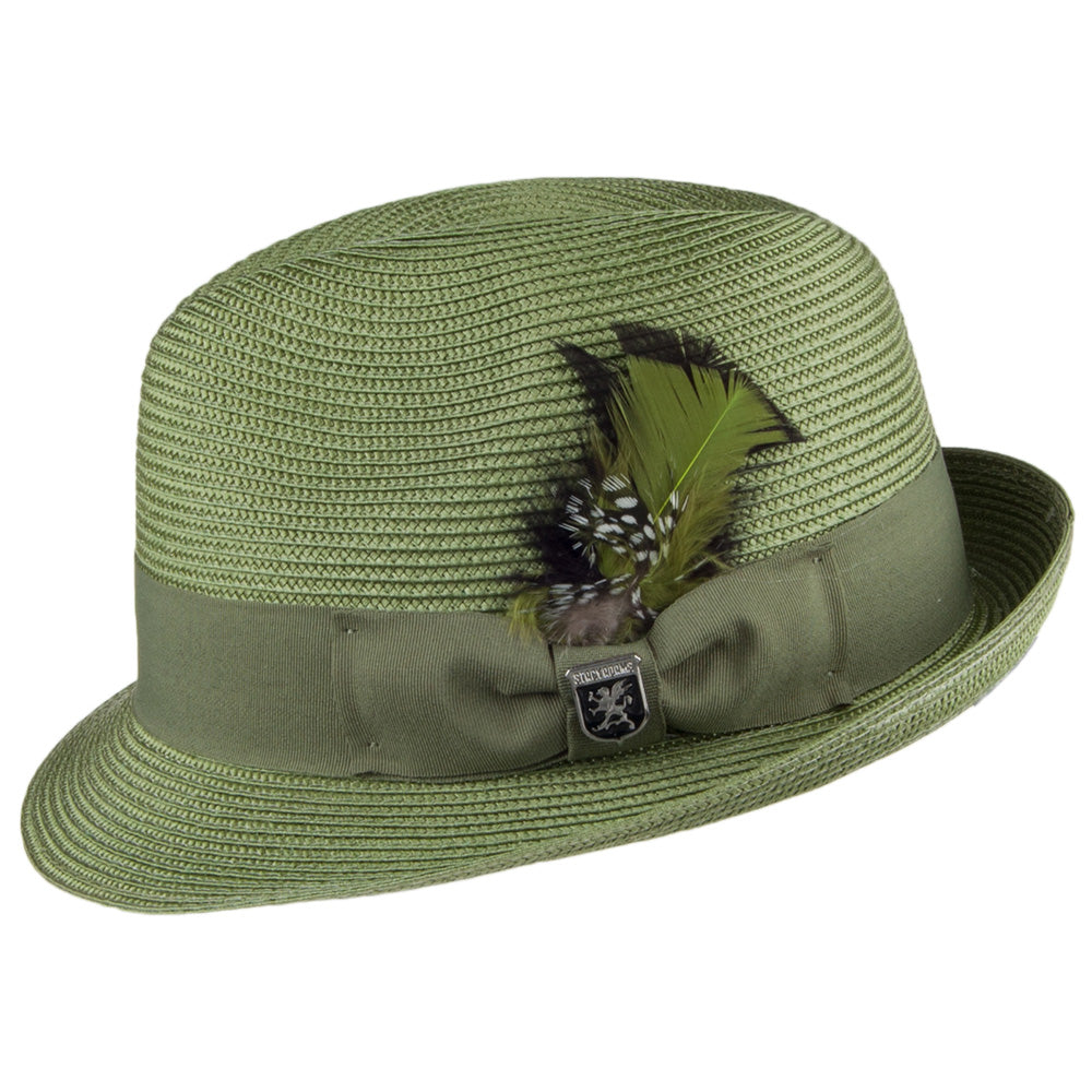 Chapeau Trilby en Paille Toyo Pinch Crown sauge STACY ADAMS