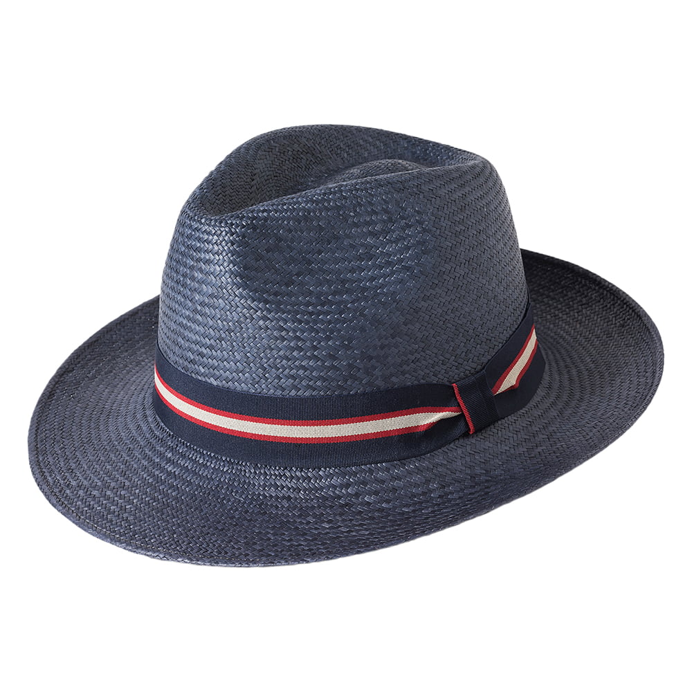 Chapeau Fedora Panama Regimental bleu marine FAILSWORTH