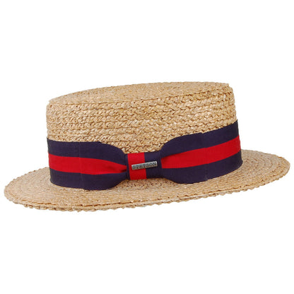 Chapeau Canotier avec Bandeau bleu et rouge Harlem naturel STETSON