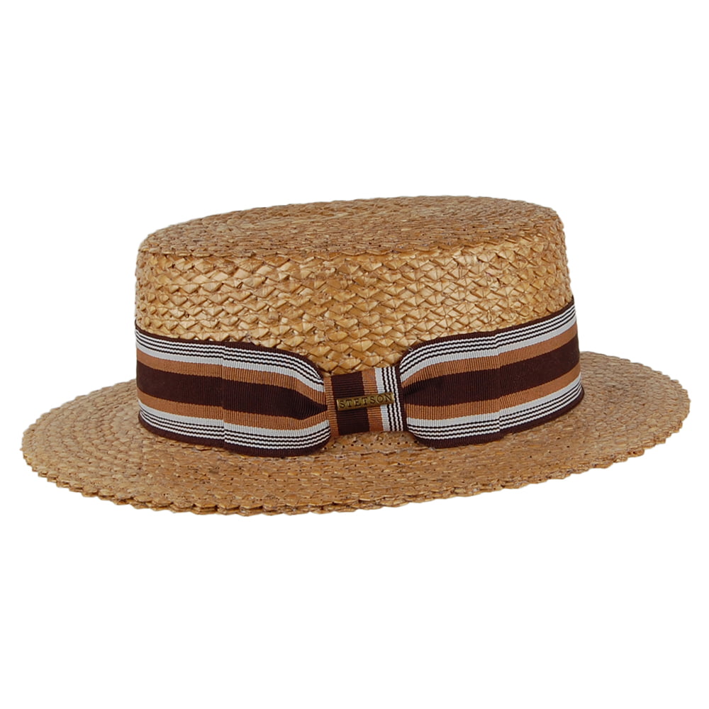 Chapeau Canotier en Paille Vintage blé STETSON
