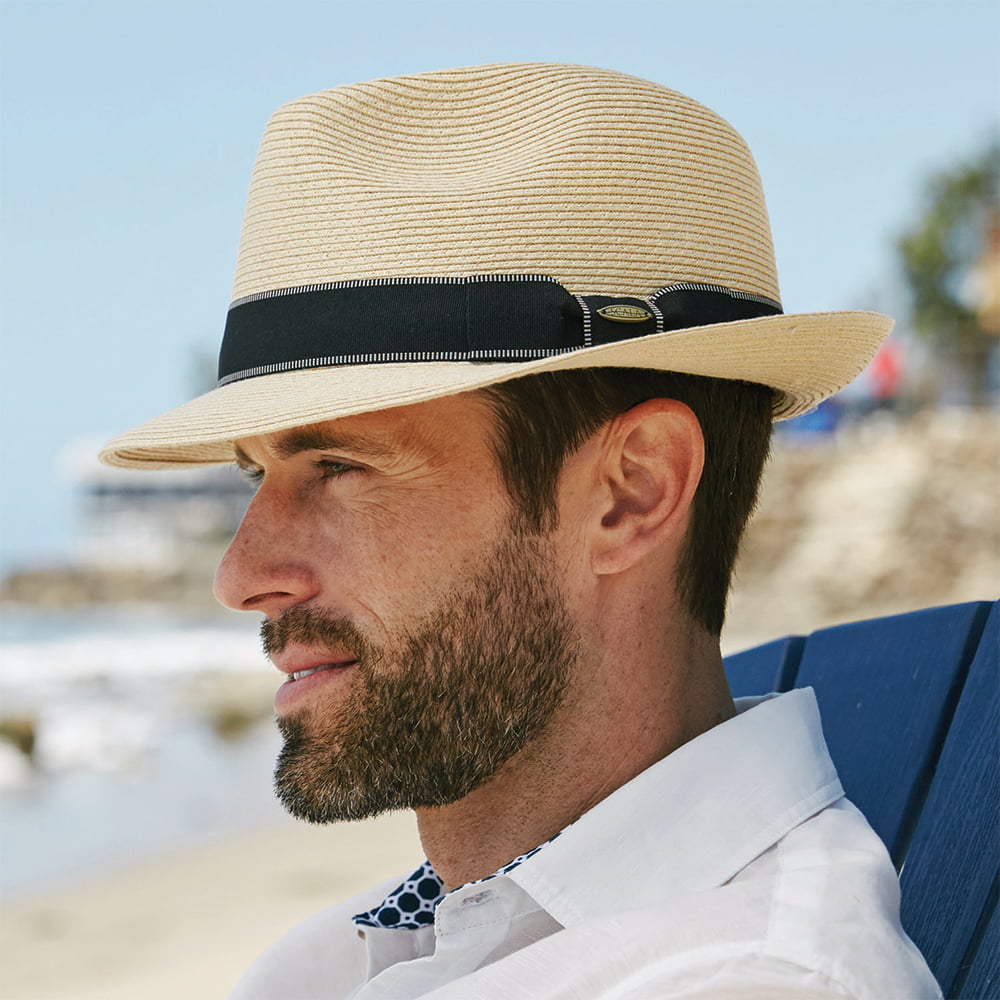 Chapeau Fedora en Paille Toyo Tressage Fin Wyatt naturel SCALA