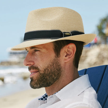 Chapeau Fedora en Paille Toyo Tressage Fin Wyatt naturel SCALA
