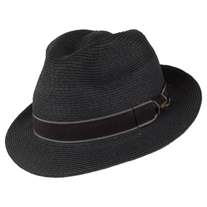 Chapeau Fedora en Paille Toyo Tressage Fin Wyatt noir SCALA