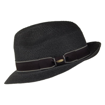 Chapeau Fedora en Paille Toyo Tressage Fin Wyatt noir SCALA