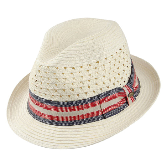 Chapeau Fedora en Papier Tressé Ventilé Baytown ivoire SCALA