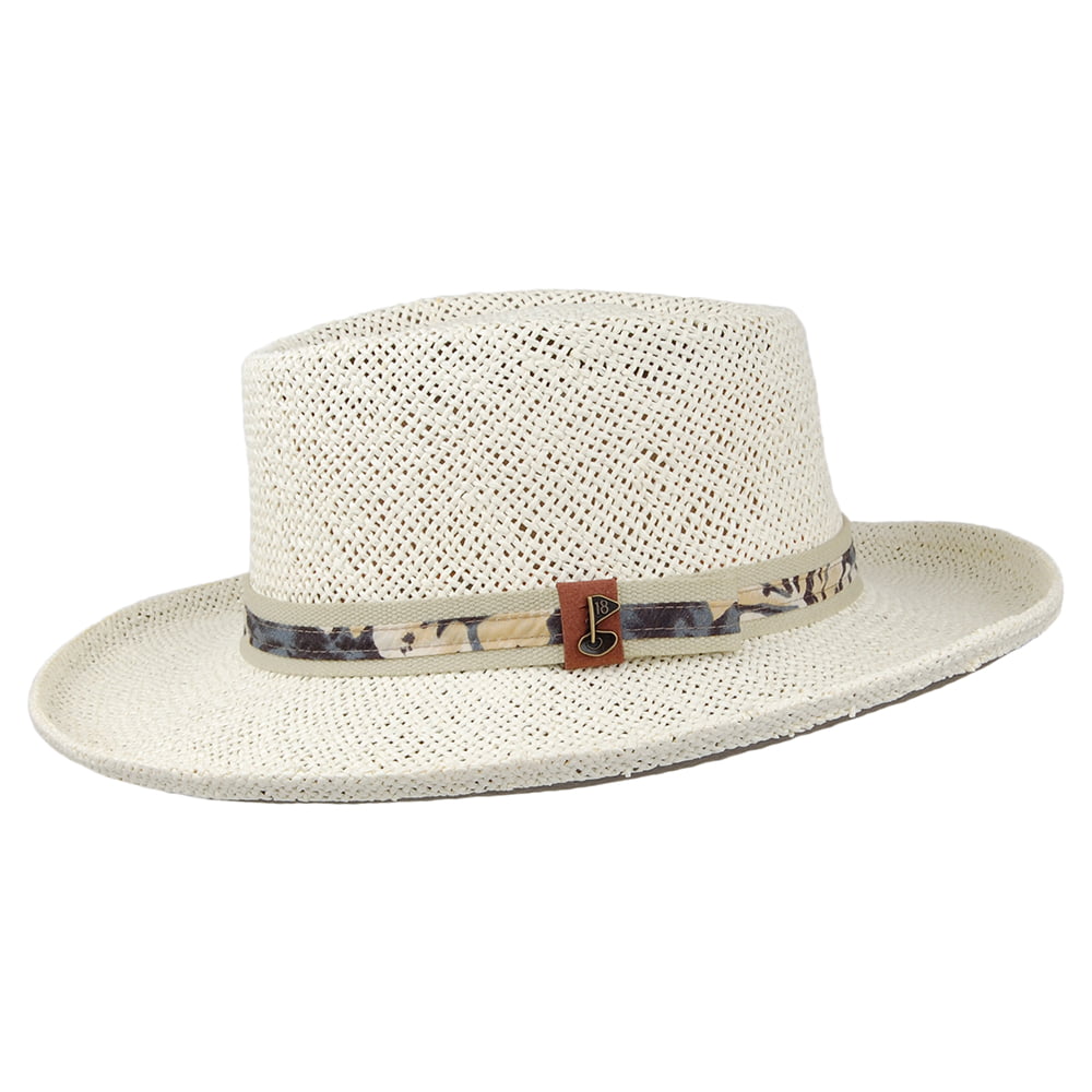 Chapeau Gambler de Golf en Paille naturel-bleu SCALA
