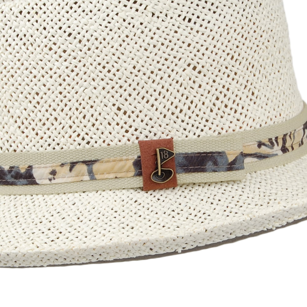 Chapeau Gambler de Golf en Paille naturel-bleu SCALA