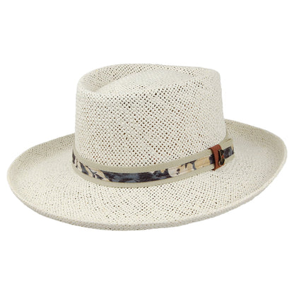 Chapeau Gambler de Golf en Paille naturel-bleu SCALA