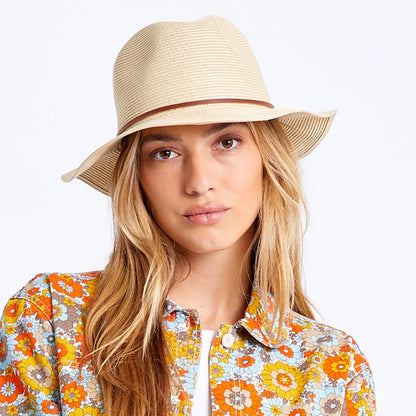 Chapeau Fedora en Paille Pliable Wesley beige sable BRIXTON