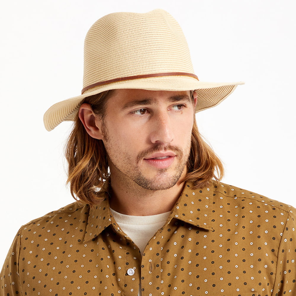 Chapeau Fedora en Paille Pliable Wesley beige sable BRIXTON