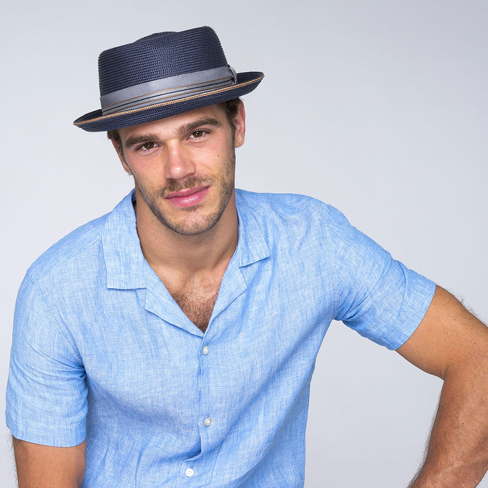 Chapeau Pork Pie Carver bleu marine BAILEY