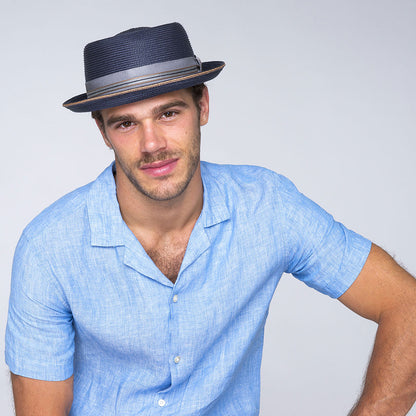 Chapeau Pork Pie Carver bleu marine BAILEY