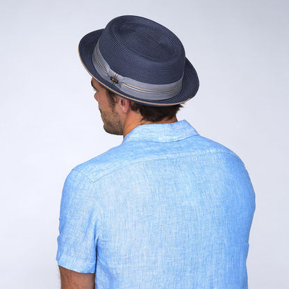Chapeau Pork Pie Carver bleu marine BAILEY
