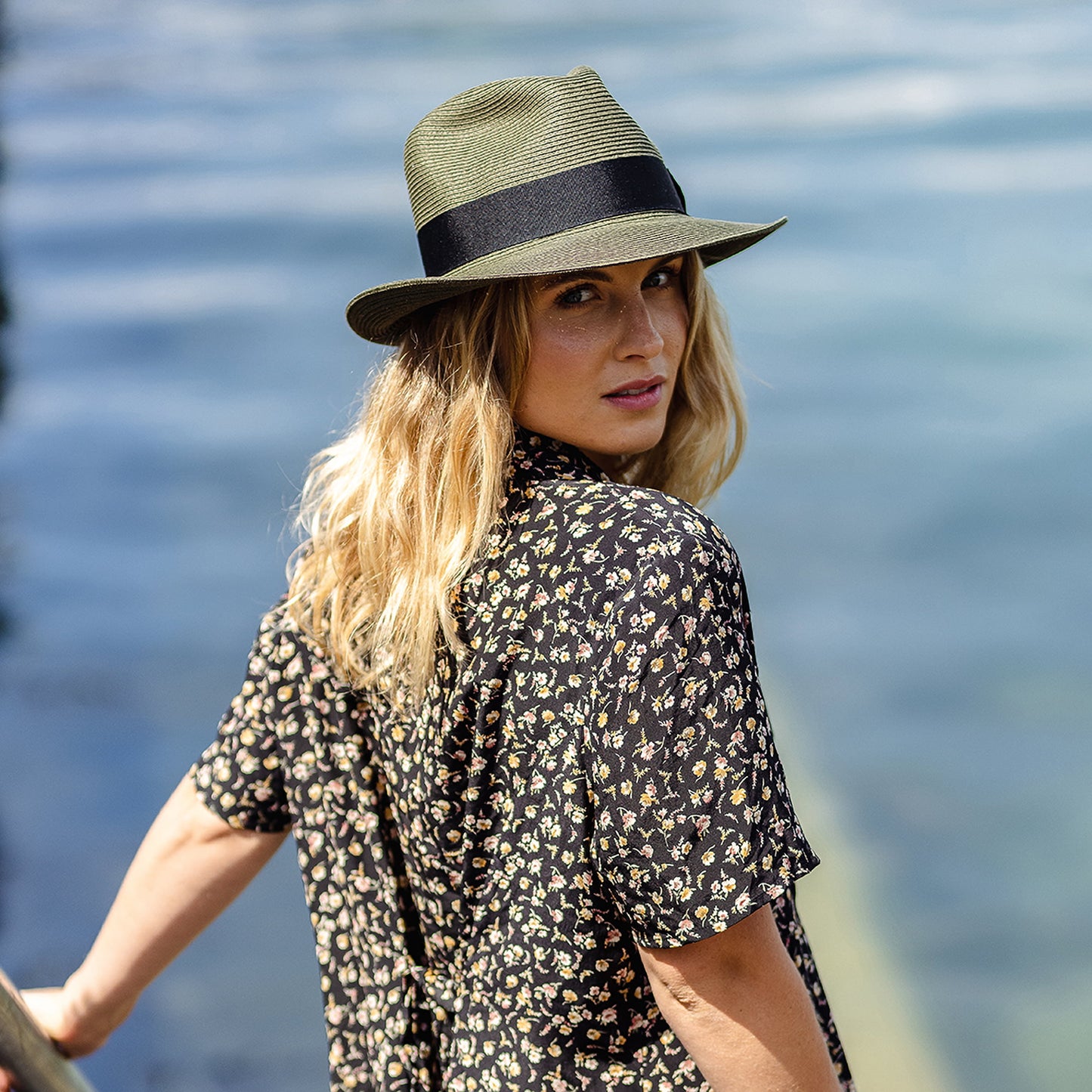 Chapeau Fedora Été en Paille Summer C- Crown olive JAXON & JAMES