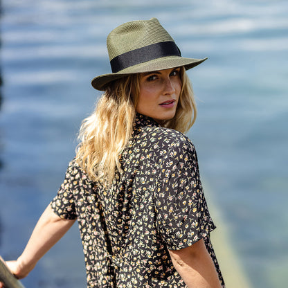 Chapeau Fedora Été en Paille Summer C- Crown olive JAXON & JAMES