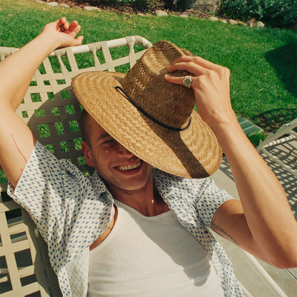 Chapeau Lifeguard en Paille avec Corde Noire Bells II beige sable BRIXTON