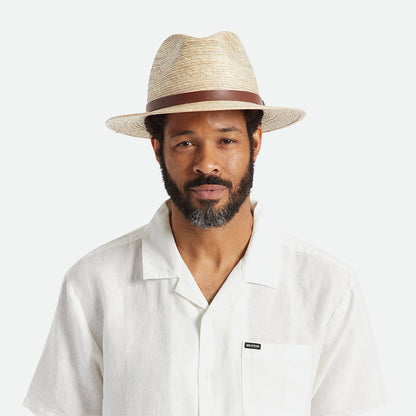 Chapeau Fedora en Paille Messer naturel BRIXTON