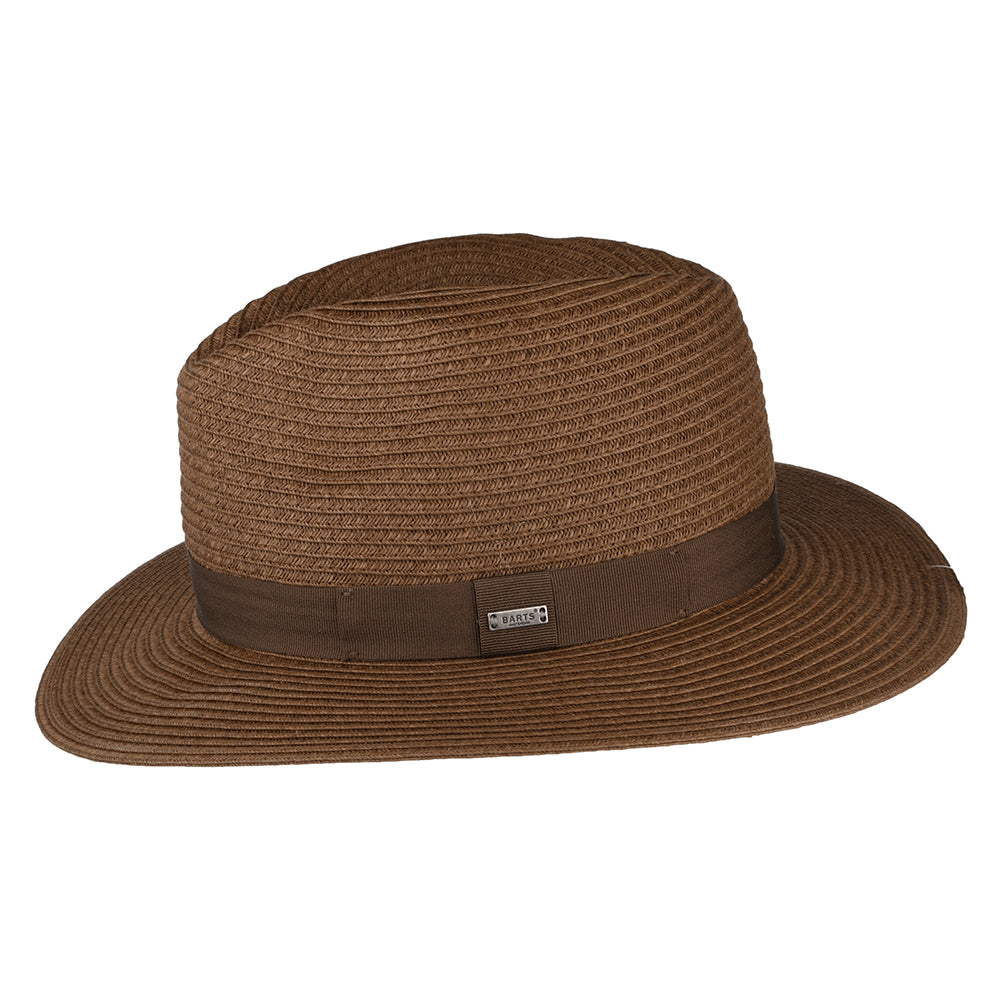Chapeau Fedora en Paille Toyo Aveloz marron foncé BARTS
