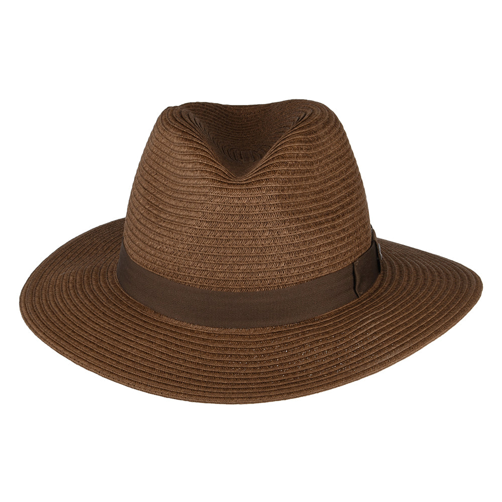 Chapeau Fedora en Paille Toyo Aveloz marron foncé BARTS