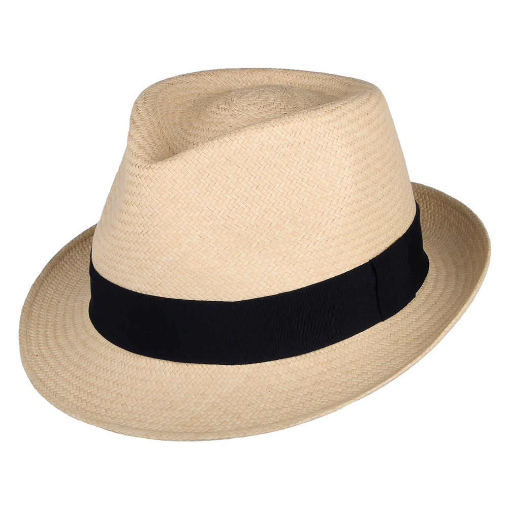 Chapeau Trilby Panama naturel-bleu marine FAILSWORTH